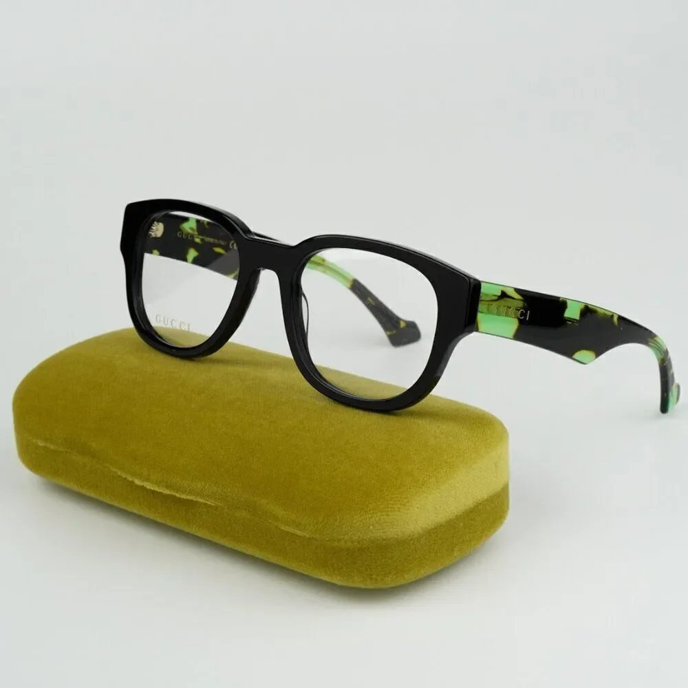 NEW Gucci GG1429O 003 Black Green Havana Square Men Eyeglasses GG 1429O